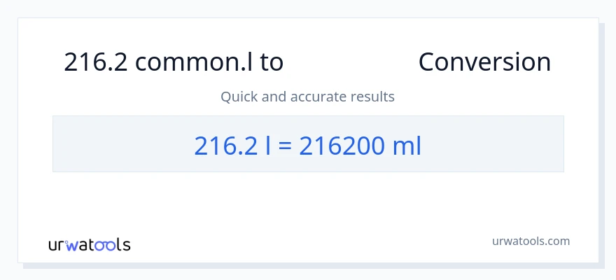 تبدیل 216.2 Liters به میلی‌لیتر