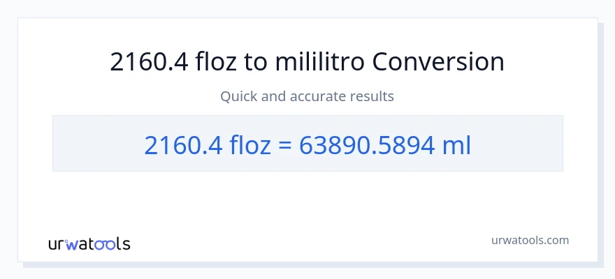 2160.4 mga onsa ng likido patungong mga mililitro na conversion