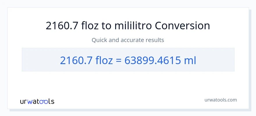 2160.7 mga onsa ng likido patungong mga mililitro na conversion