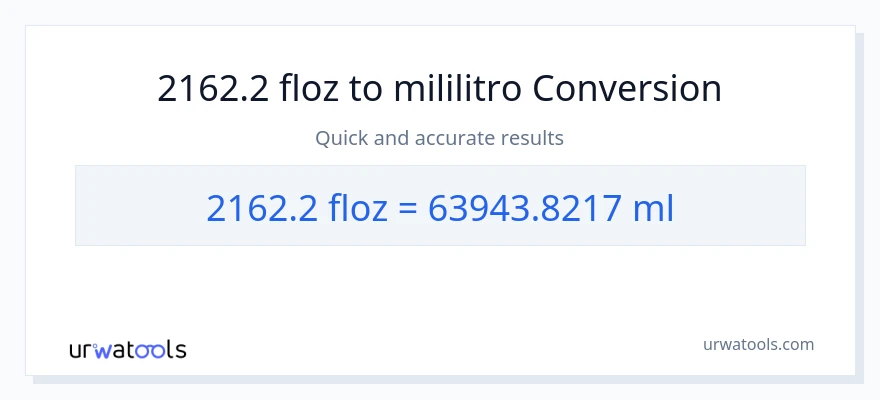 2162.2 mga onsa ng likido patungong mga mililitro na conversion