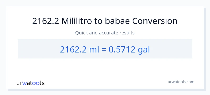 2162.2 mga mililitro patungong Mga galon na conversion