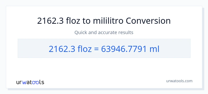 2162.3 mga onsa ng likido patungong mga mililitro na conversion