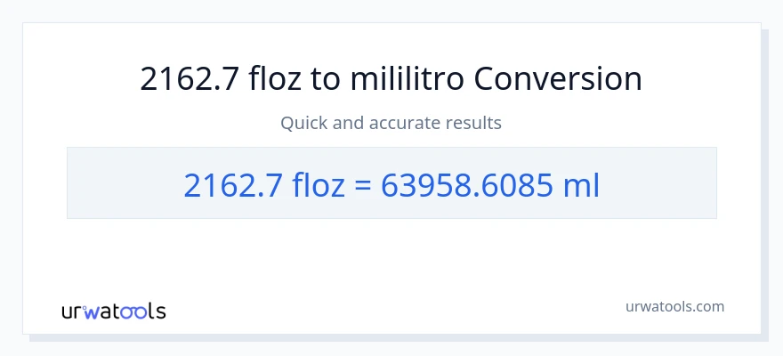 2162.7 mga onsa ng likido patungong mga mililitro na conversion