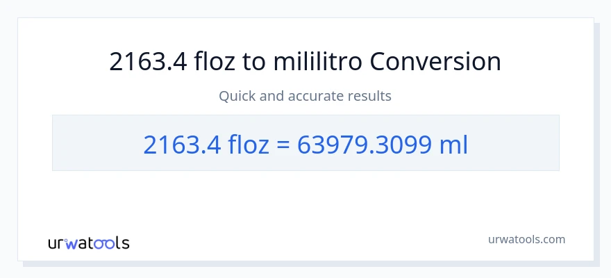 2163.4 mga onsa ng likido patungong mga mililitro na conversion