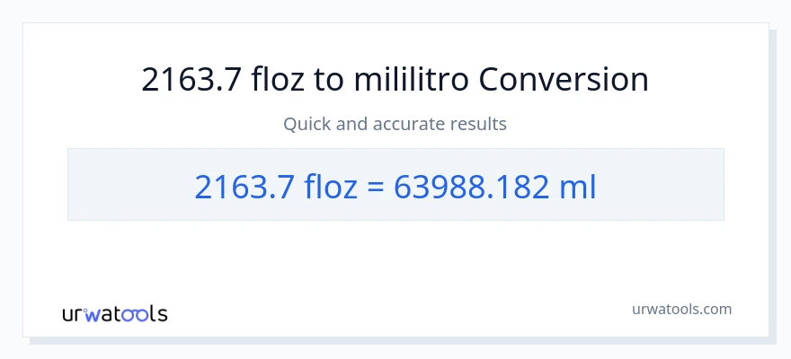 2163.7 mga onsa ng likido patungong mga mililitro na conversion