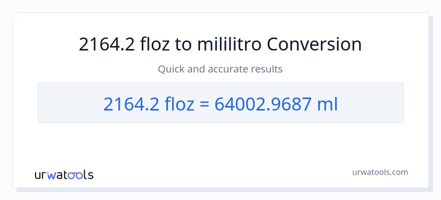 2164.2 mga onsa ng likido patungong mga mililitro na conversion