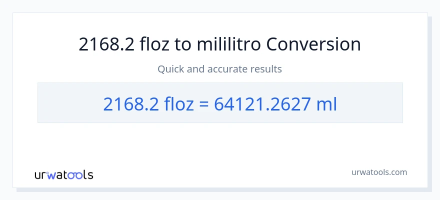 2168.2 mga onsa ng likido patungong mga mililitro na conversion