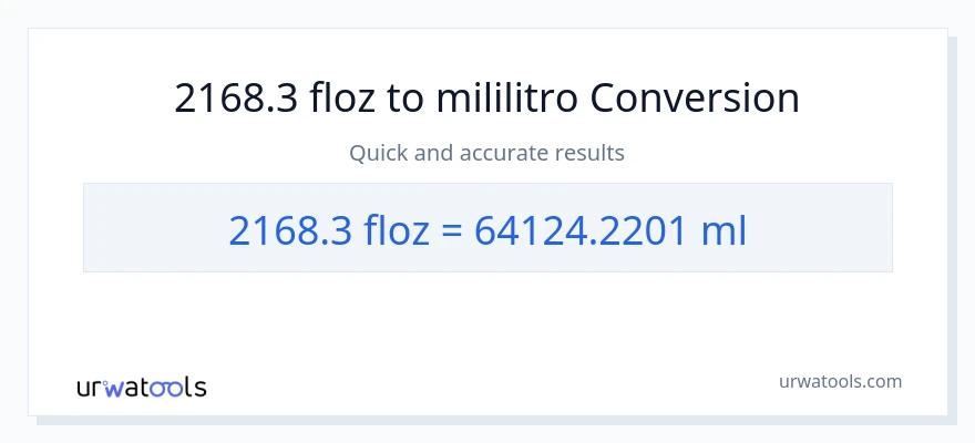 2168.3 mga onsa ng likido patungong mga mililitro na conversion