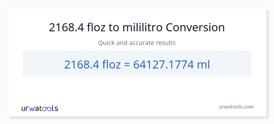 2168.4 mga onsa ng likido patungong mga mililitro na conversion
