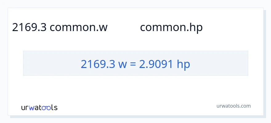 2169.3 ওয়াট থেকে অশ্বশক্তি রূপান্তর