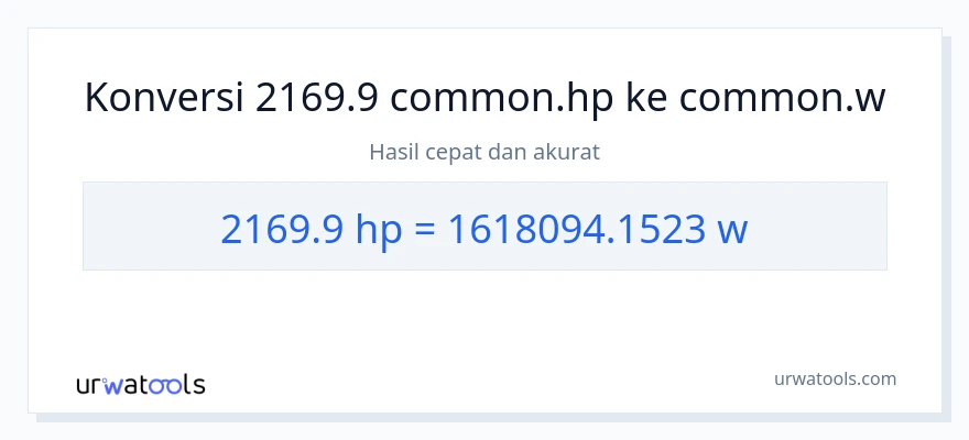 Konversi 2169.9 daya kuda ke watt