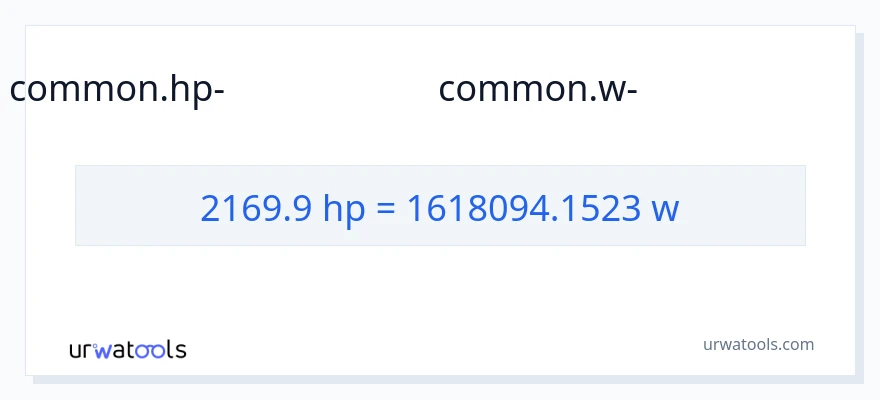 2169.9 കുതിരശക്തി ൽ നിന്ന് വാട്ട്സ് ലേക്ക് പരിവർത്തനം
