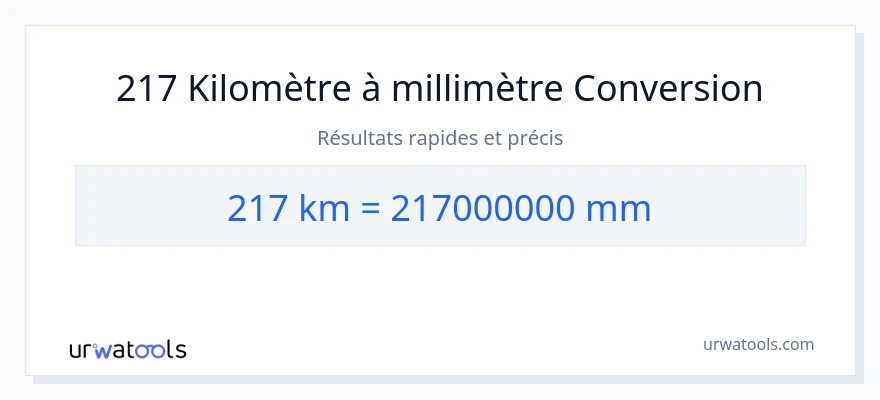 Conversion 217 kilomètres vers millimètres