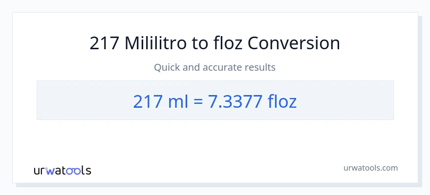 217 mga mililitro patungong mga onsa ng likido na conversion