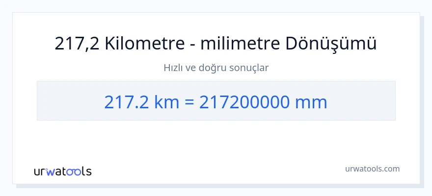 217.2 kilometre'den milimetre'e dönüşüm