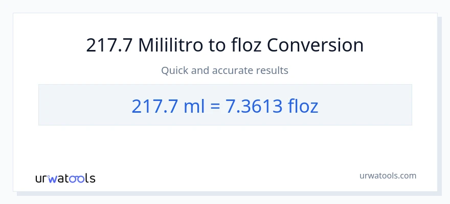 217.7 mga mililitro patungong mga onsa ng likido na conversion