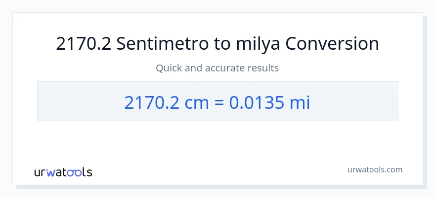 2170.2 Mga Sentimetro patungong milya na conversion