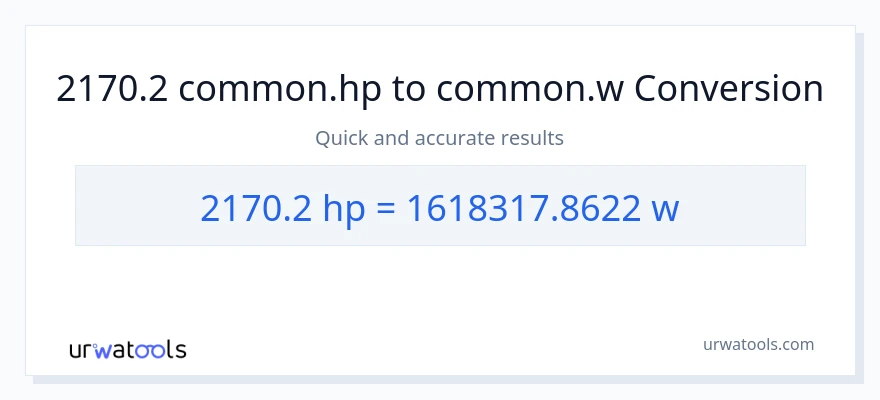 2170.2 horsepower to watts conversion