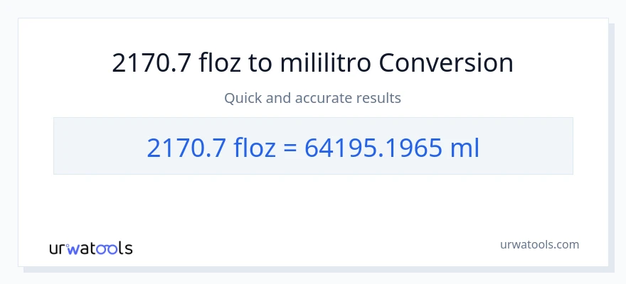 2170.7 mga onsa ng likido patungong mga mililitro na conversion
