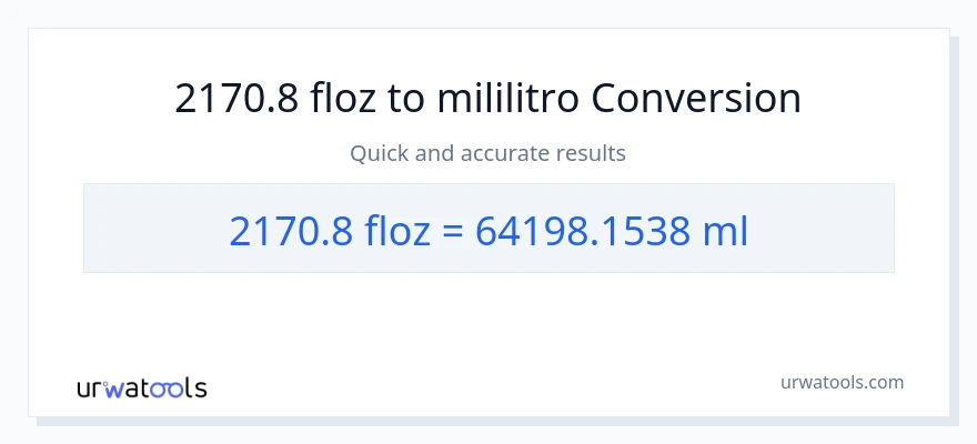 2170.8 mga onsa ng likido patungong mga mililitro na conversion