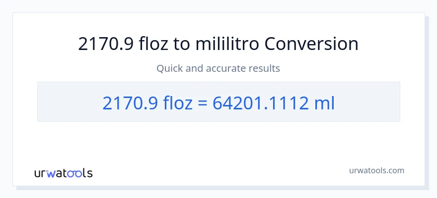 2170.9 mga onsa ng likido patungong mga mililitro na conversion