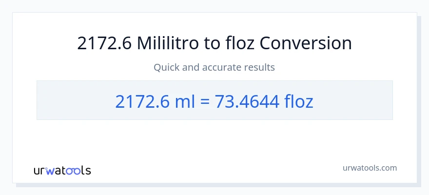 2172.6 mga mililitro patungong mga onsa ng likido na conversion