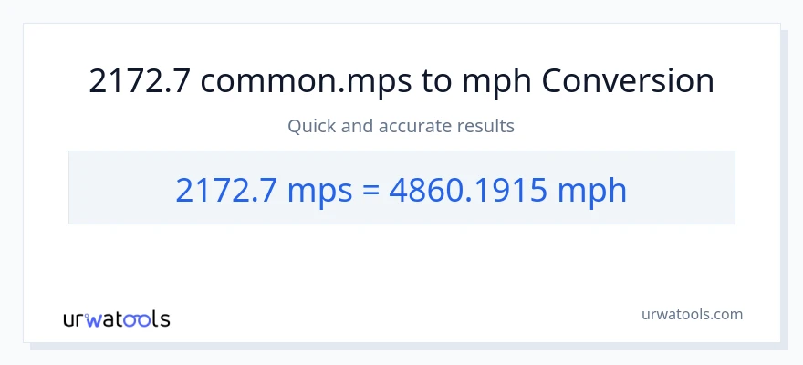 2172.7 Meters Per Second patungong milya kada oras na conversion