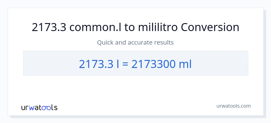 2173.3 Liters patungong mga mililitro na conversion