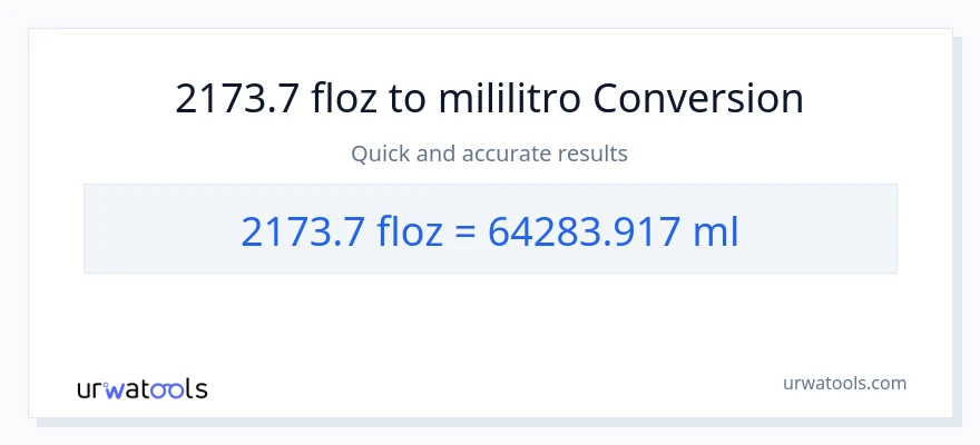 2173.7 mga onsa ng likido patungong mga mililitro na conversion