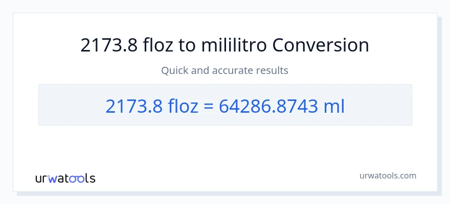 2173.8 mga onsa ng likido patungong mga mililitro na conversion