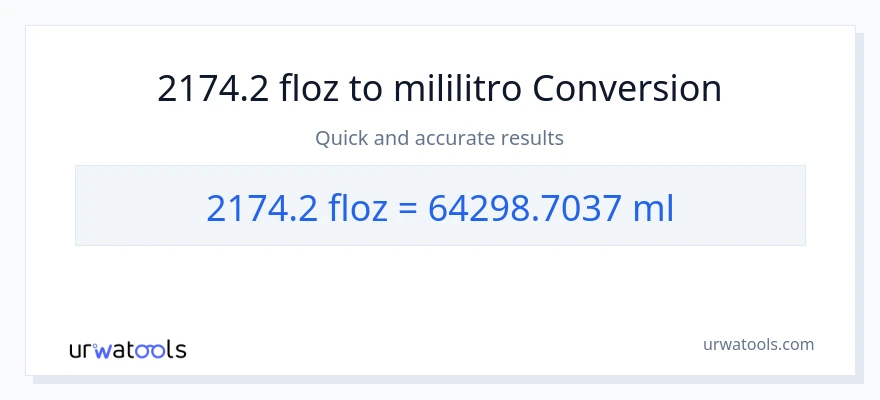 2174.2 mga onsa ng likido patungong mga mililitro na conversion