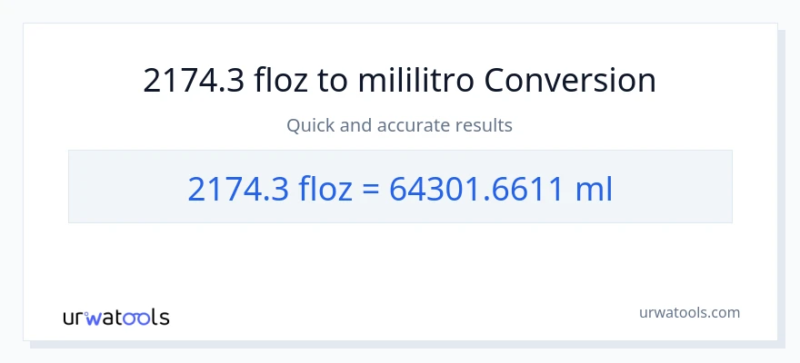 2174.3 mga onsa ng likido patungong mga mililitro na conversion