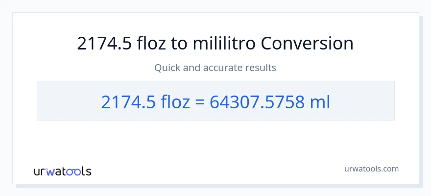 2174.5 mga onsa ng likido patungong mga mililitro na conversion