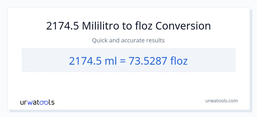 2174.5 mga mililitro patungong mga onsa ng likido na conversion