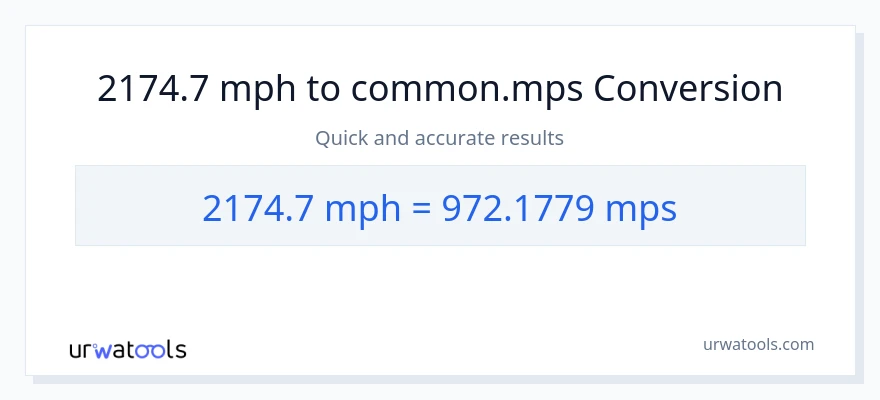 2174.7 milya kada oras patungong Meters Per Second na conversion