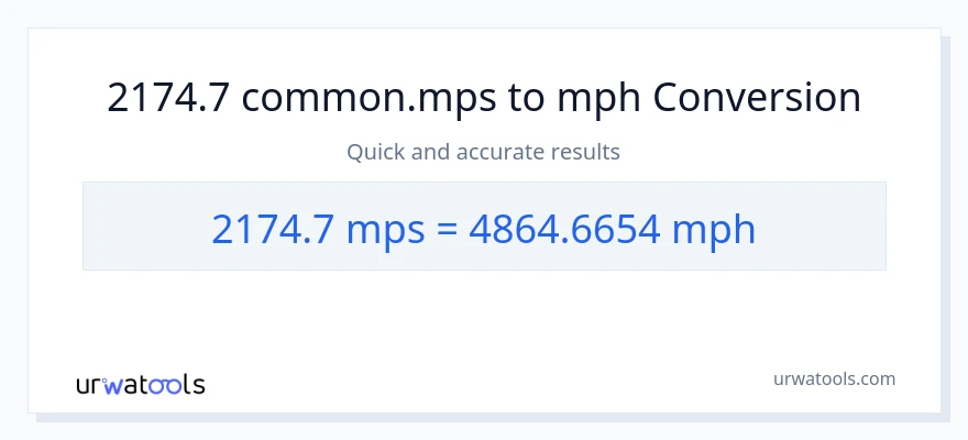 2174.7 Meters Per Second patungong milya kada oras na conversion