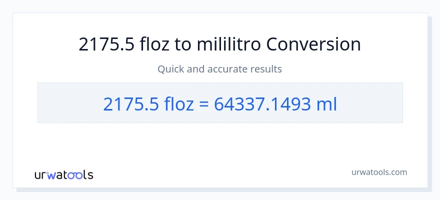 2175.5 mga onsa ng likido patungong mga mililitro na conversion