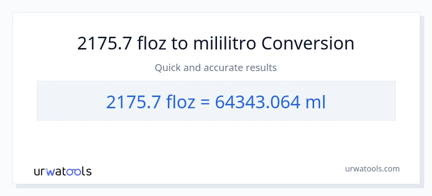 2175.7 mga onsa ng likido patungong mga mililitro na conversion