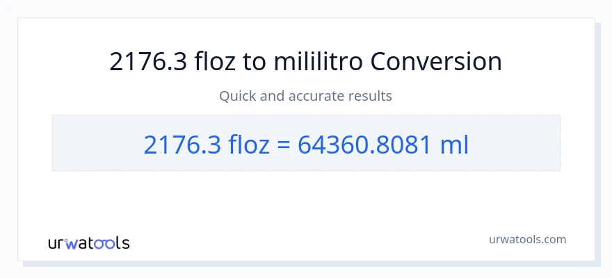2176.3 mga onsa ng likido patungong mga mililitro na conversion