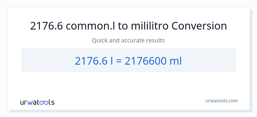 2176.6 Liters patungong mga mililitro na conversion