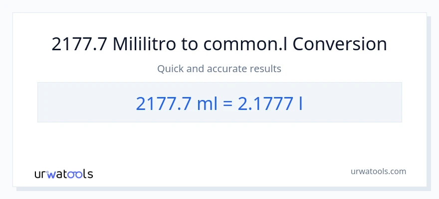 2177.7 mga mililitro patungong Liters na conversion