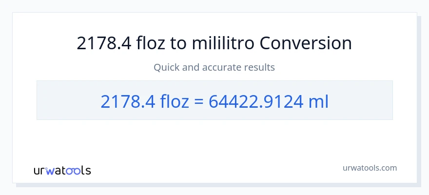 2178.4 mga onsa ng likido patungong mga mililitro na conversion