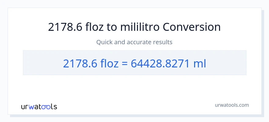 2178.6 mga onsa ng likido patungong mga mililitro na conversion