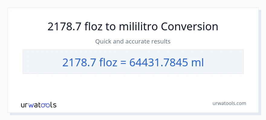 2178.7 mga onsa ng likido patungong mga mililitro na conversion