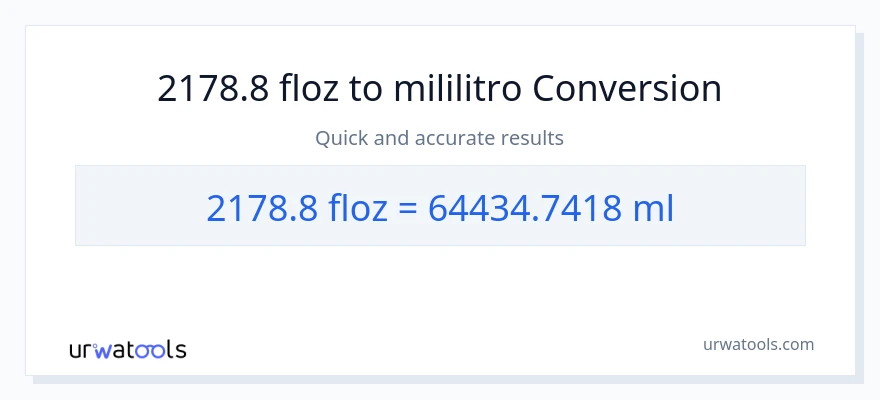 2178.8 mga onsa ng likido patungong mga mililitro na conversion