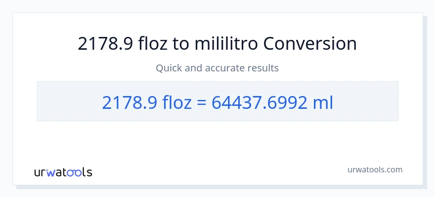 2178.9 mga onsa ng likido patungong mga mililitro na conversion