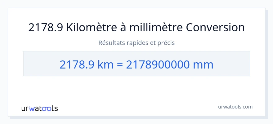 Conversion 2178.9 kilomètres vers millimètres