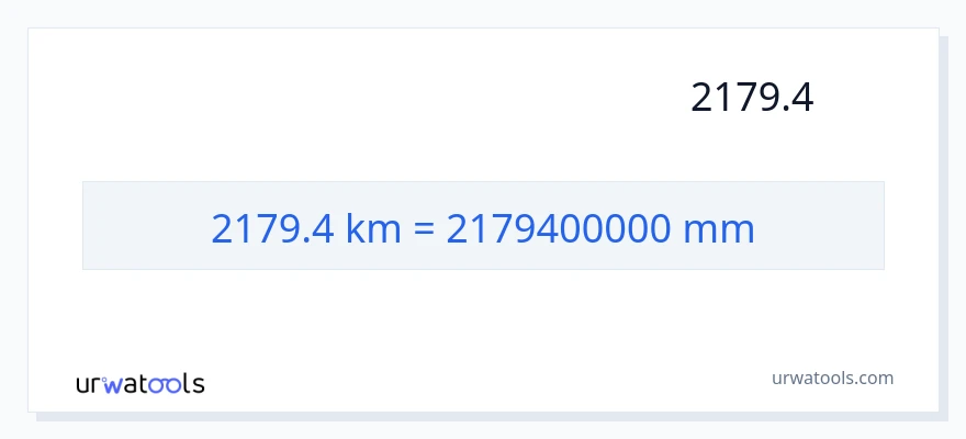 تبدیل 2179.4 کیلومتر به میلی‌متر