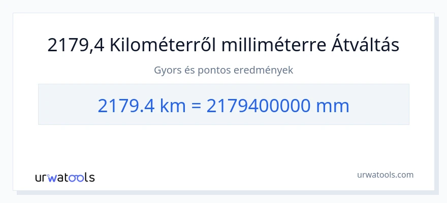 2179.4 kilométer - milliméter konverzió