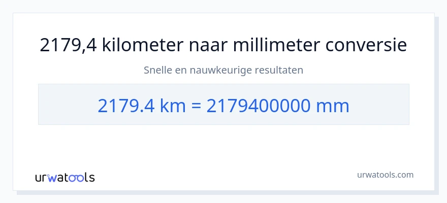 2179.4 kilometers naar millimeters conversie